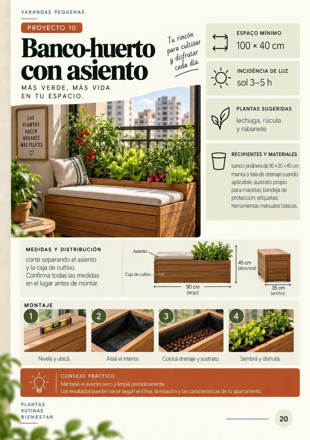Proyecto banco huerto con asiento